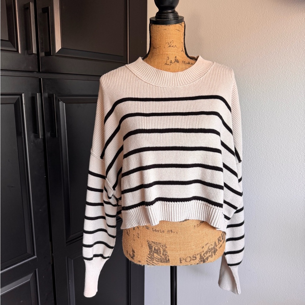 Free People Oversized Ribbed Knit Crop Sweater